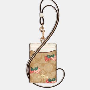 (COACH 93727)ID LANYARD ID CARDCASE STRAWB…